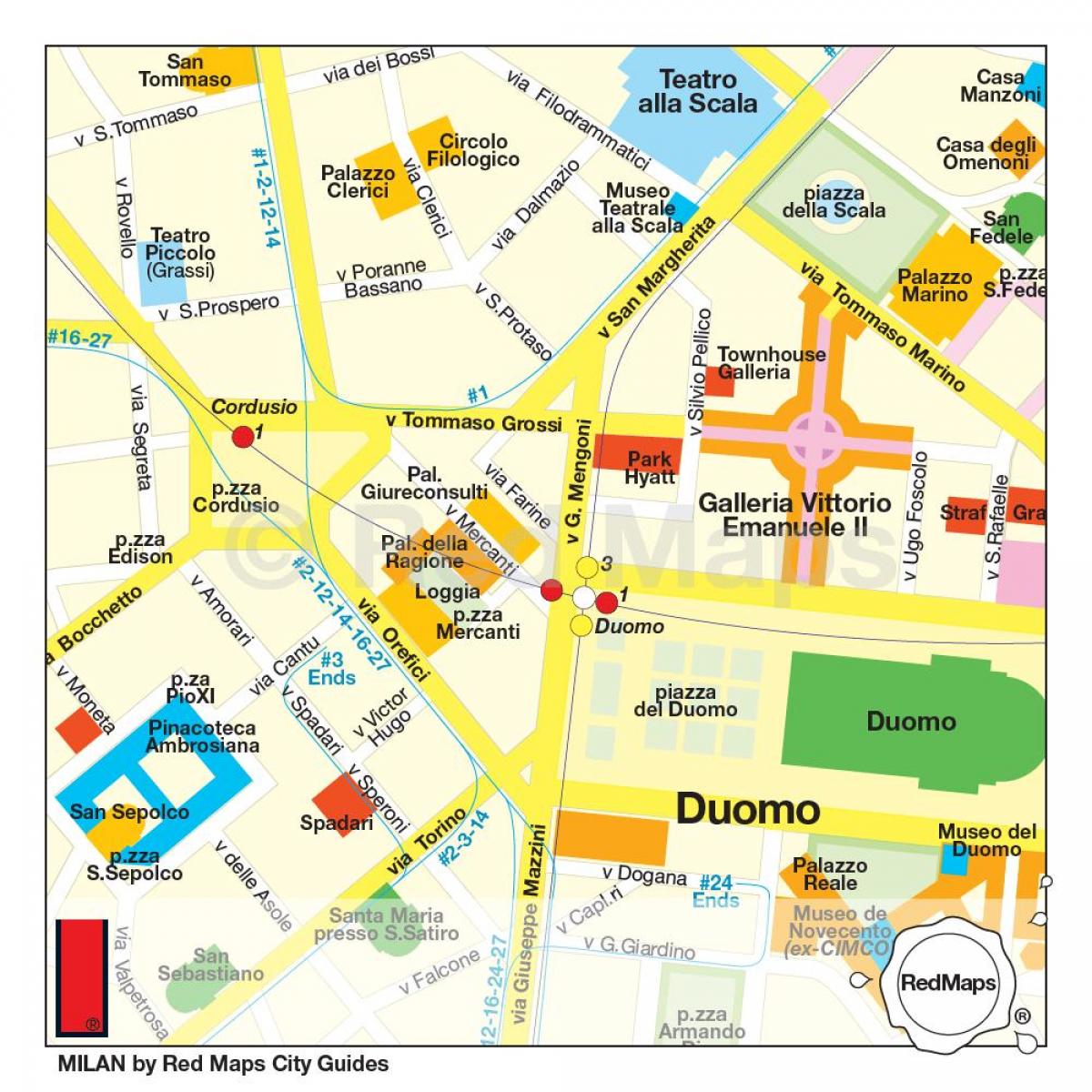 карта магазинів Мілана вулиця