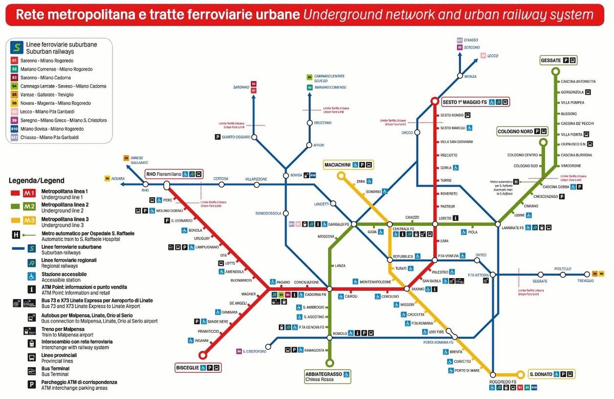 транспорт Мілана карті