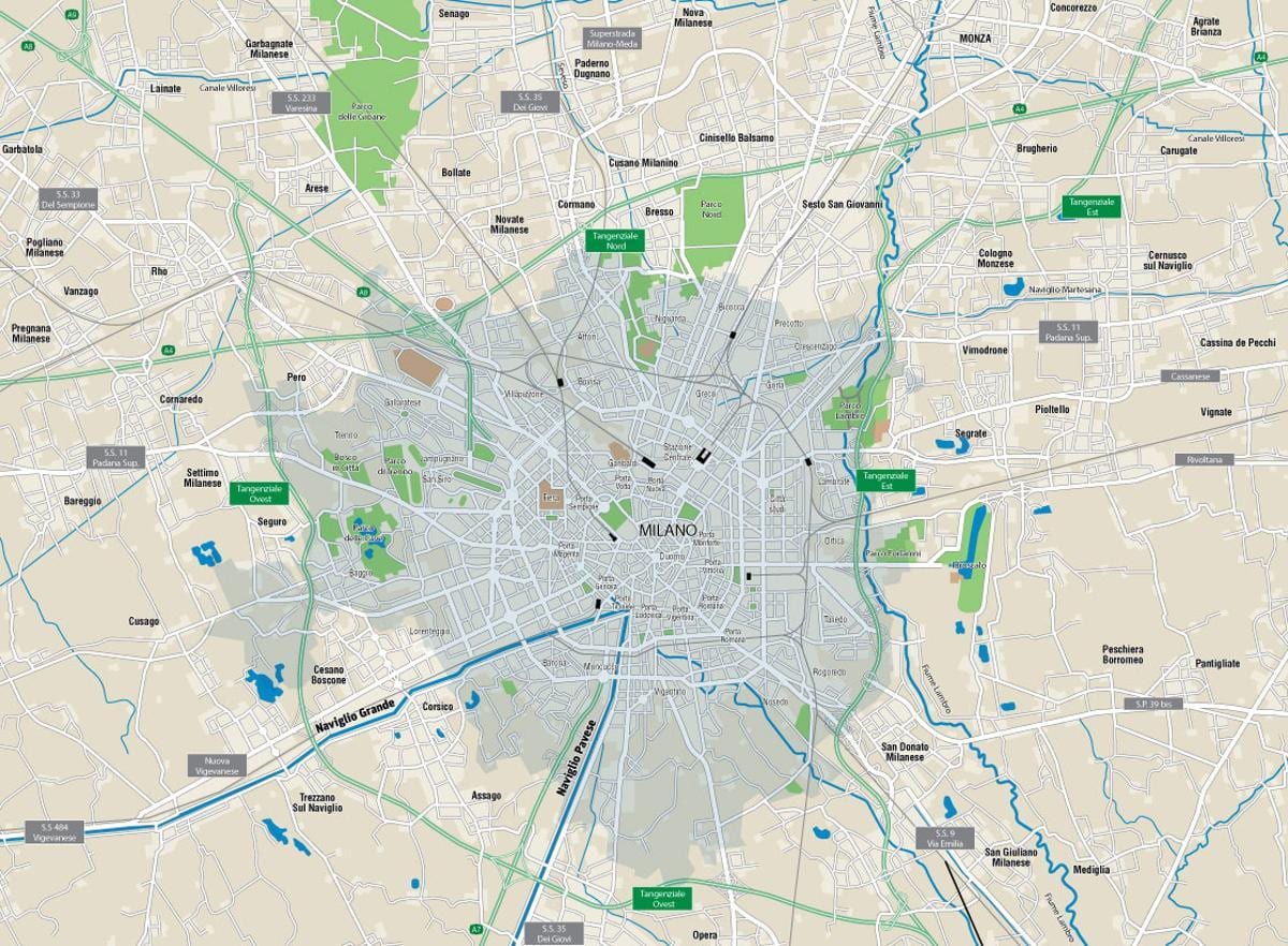 карта Мілана каналів