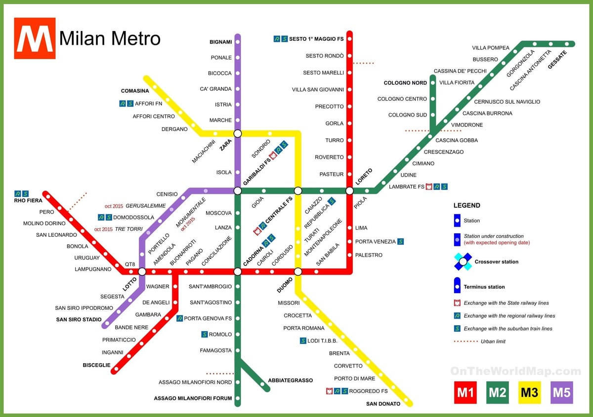 метро Milano карті