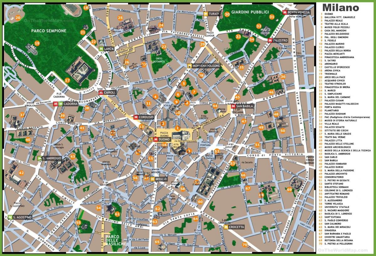 карта Мілана Італія пам'ятки