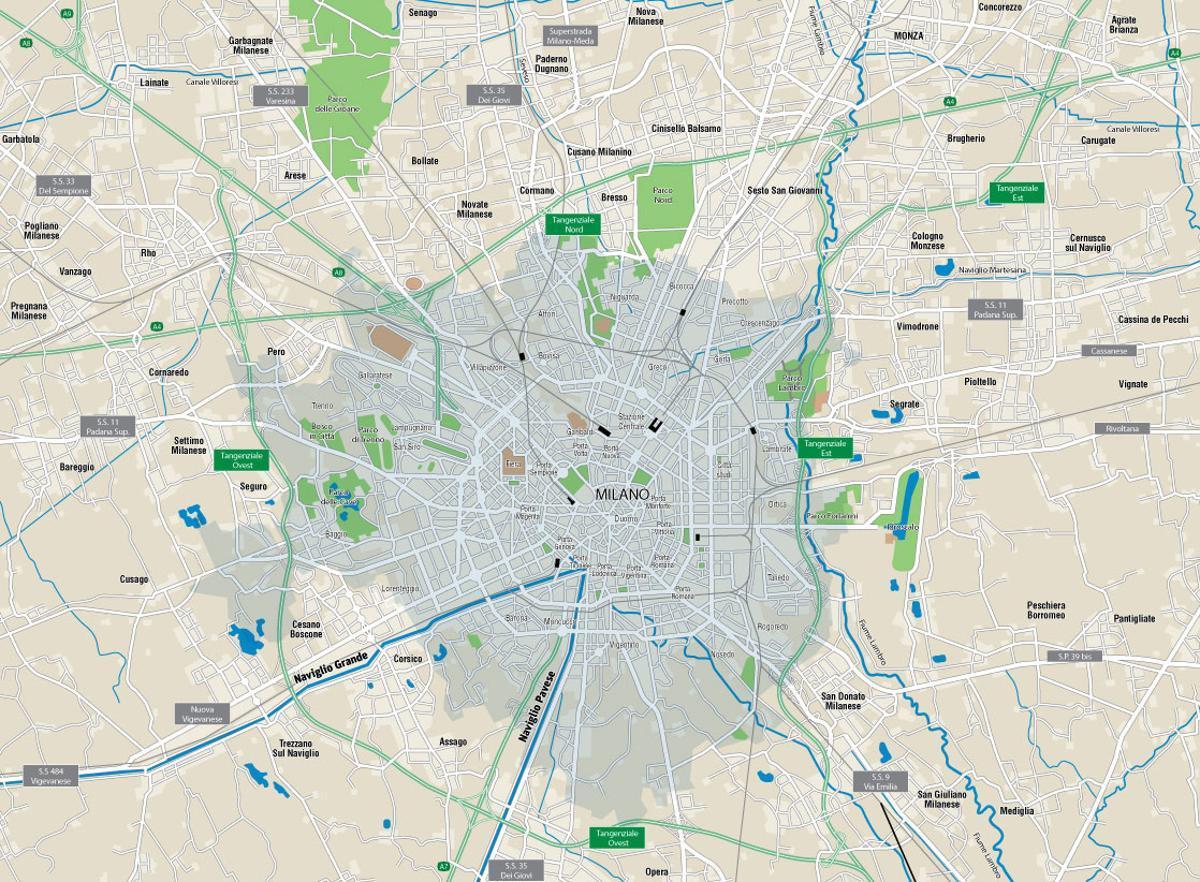 карта Мілана каналів 