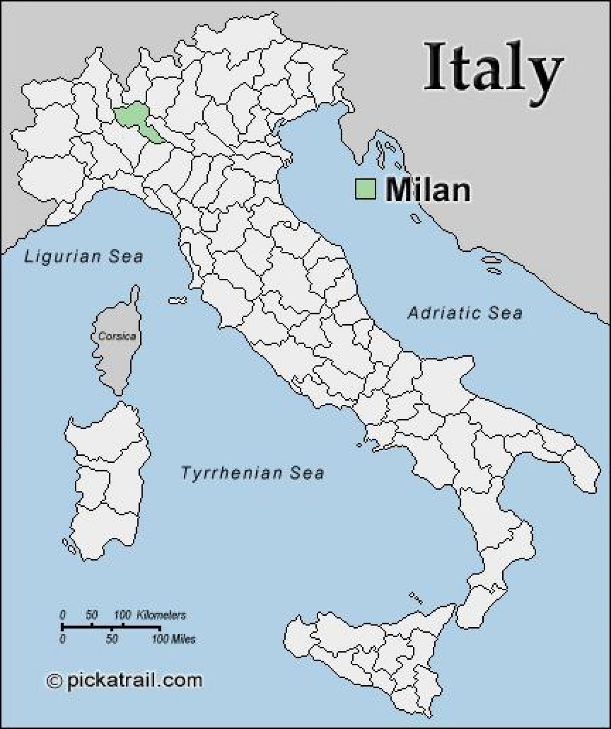 карта Мілана карта Європи