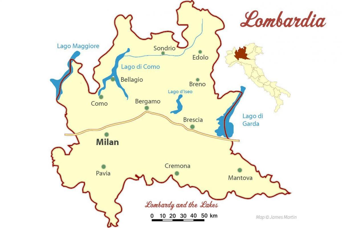 карта Мілан, Ломбардія
