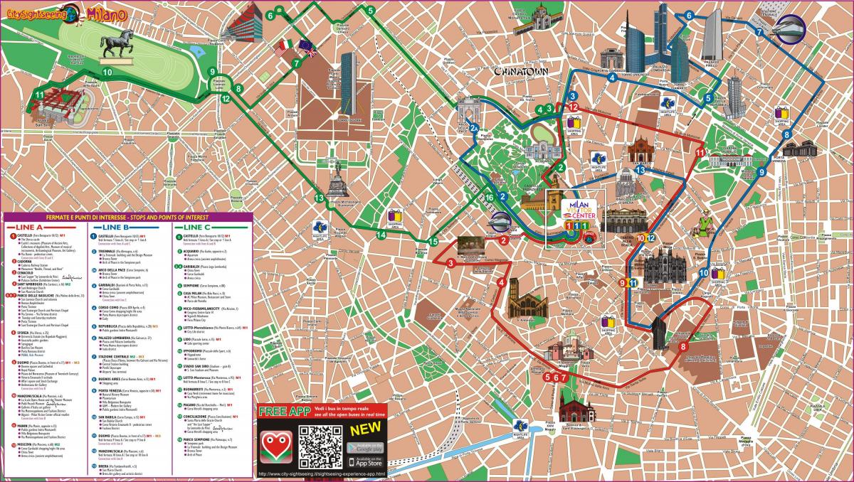 карта Мілана автобусний маршрут 