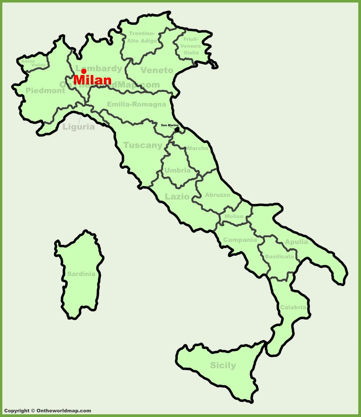 карта Італії показує Мілан