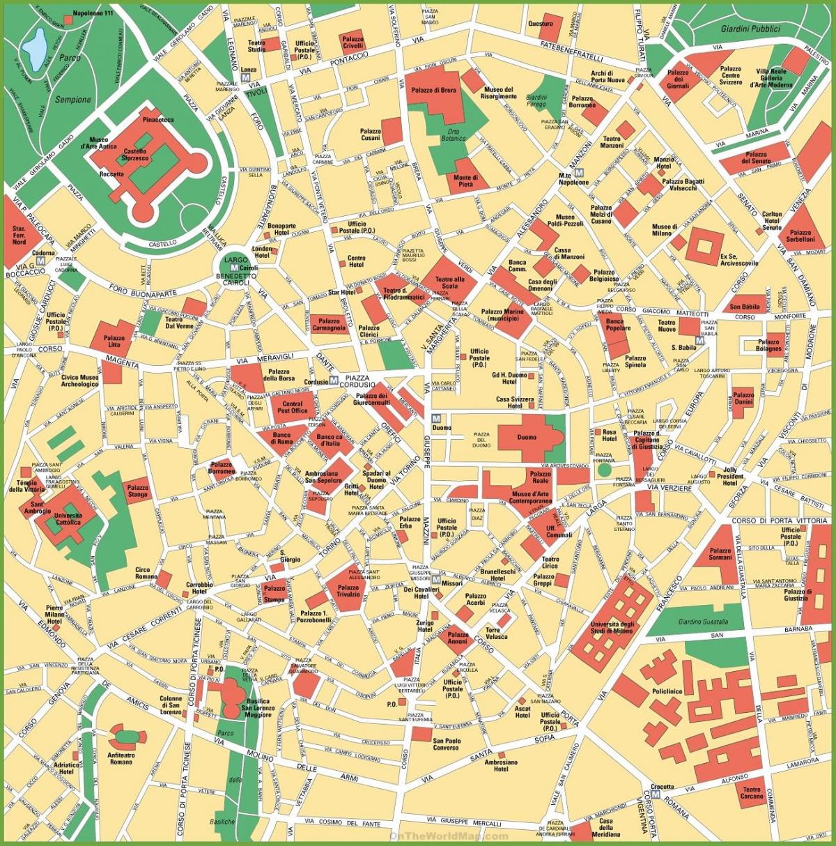карта міста Мілан, Італія