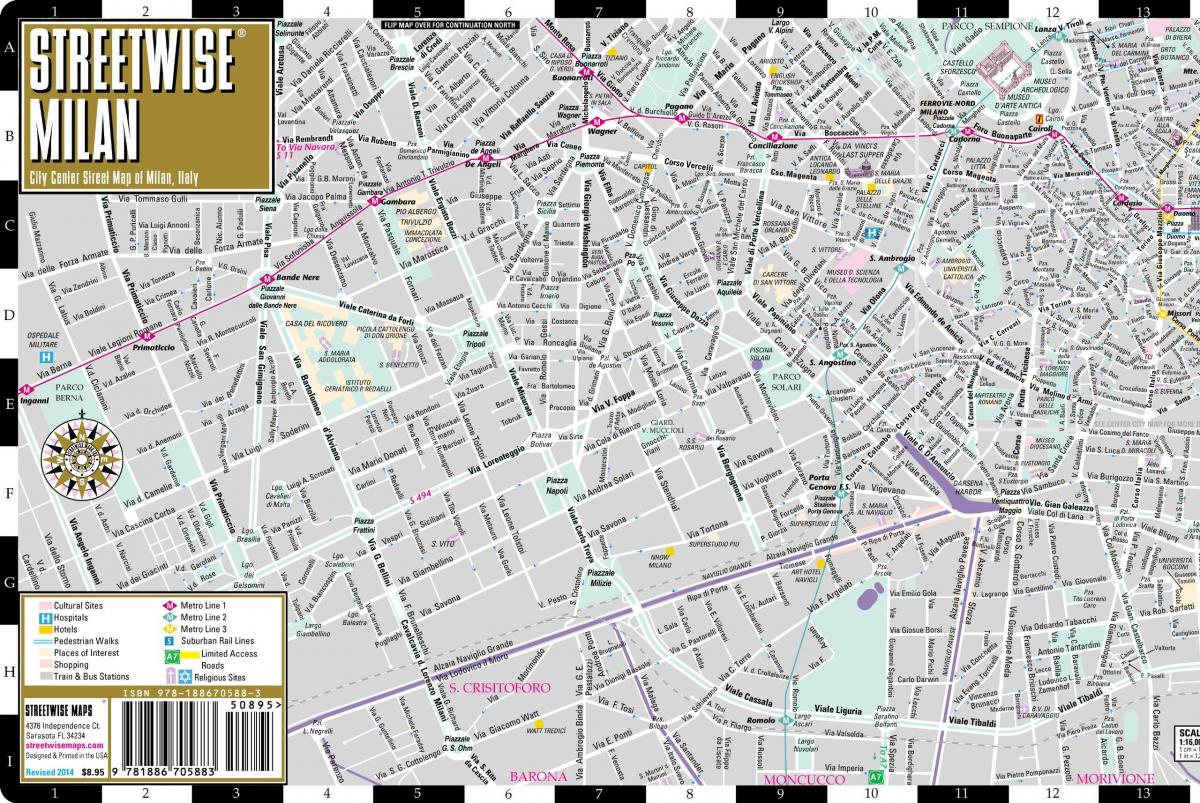карта вулиць центру міста Мілан 