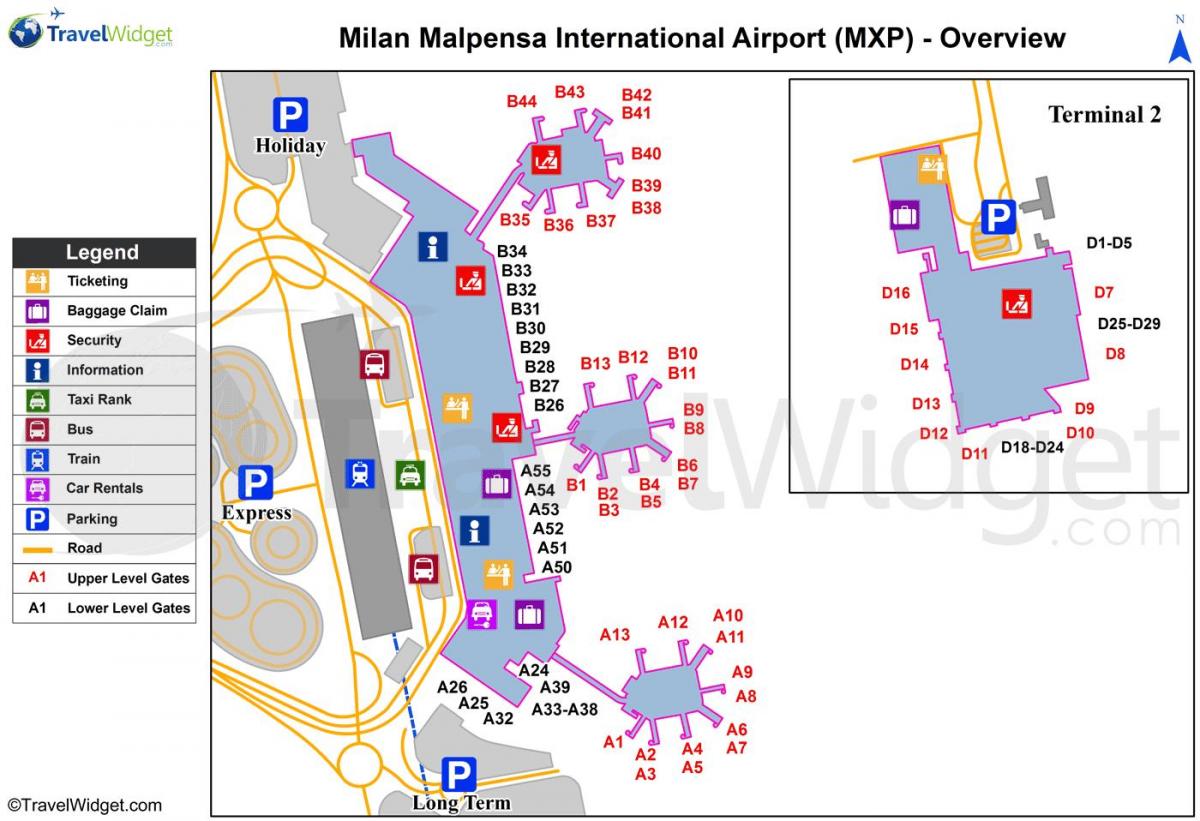 карта Мілана аеропортів і залізничних вокзалів