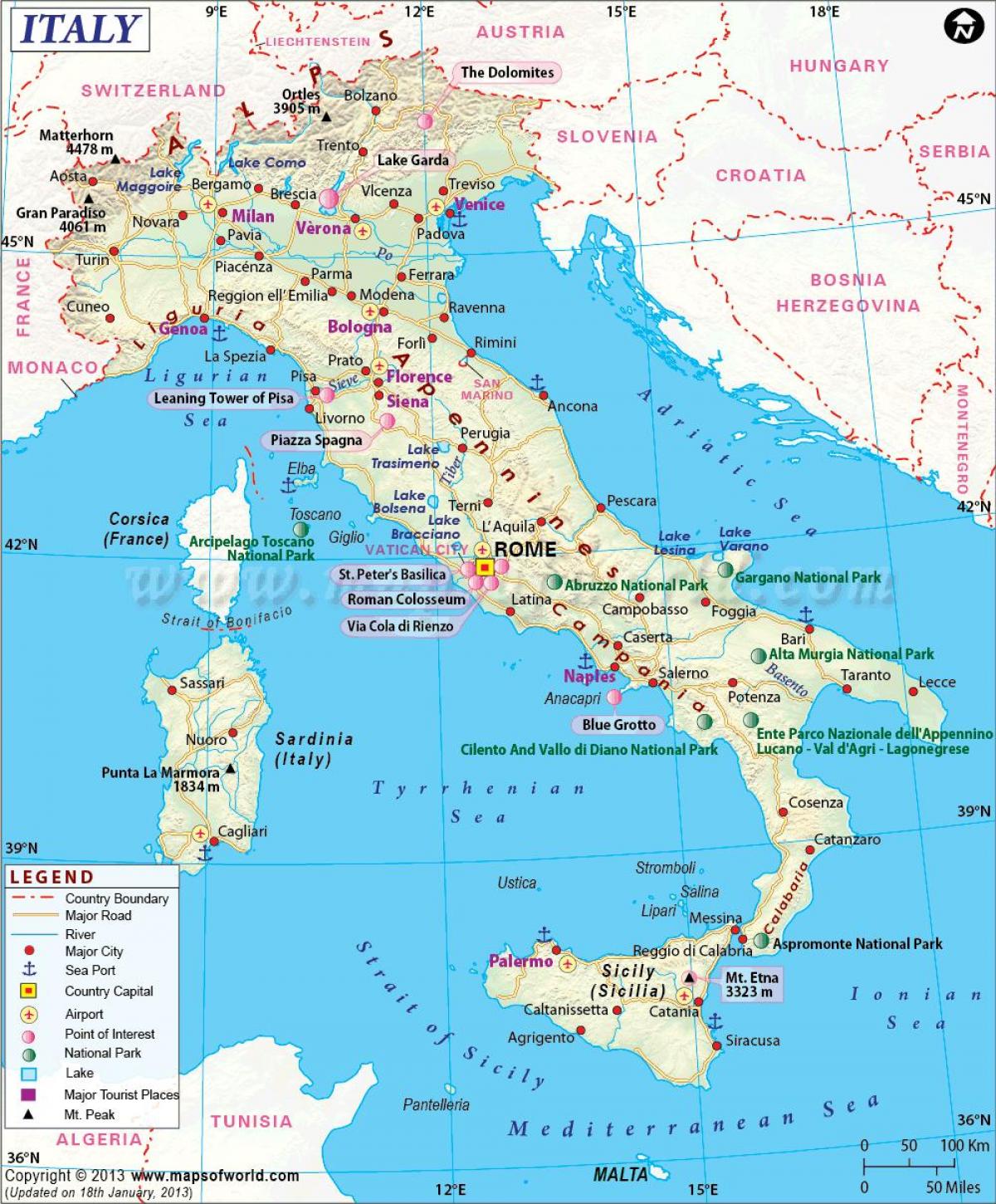 карта Мілана і околиць