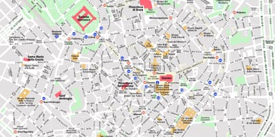 Карта центру Мілан, Італія
