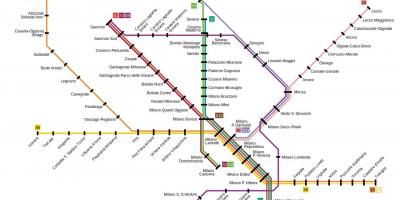 Мілан приміської залізничної карті